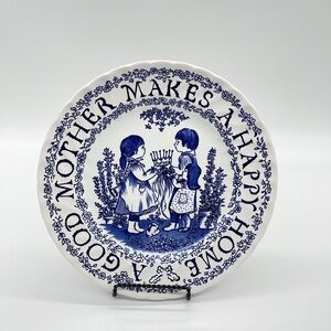 Royal Crownford Plate Blue “A Good Mother Makes A Happy Home”  Plate.